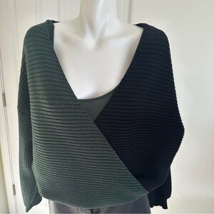 INC International Concepts Black Green color block sweater